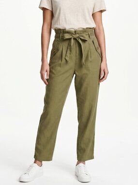 *H&M Olive Green Paperbag Waist Straight Leg Pant